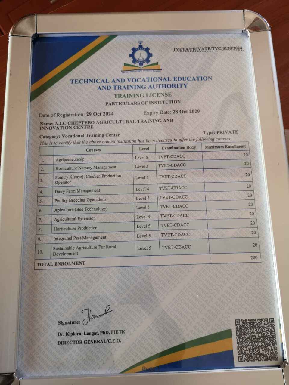 Registration Certificate